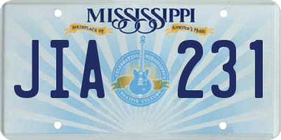 MS license plate JIA231
