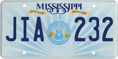 MS license plate JIA232