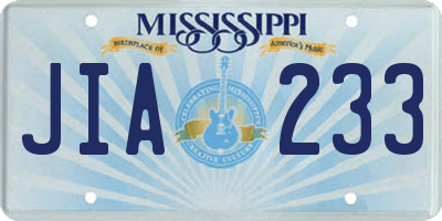 MS license plate JIA233