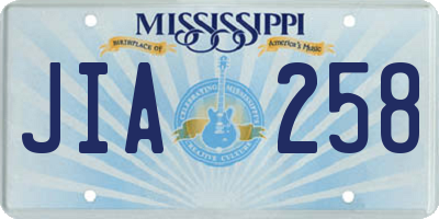 MS license plate JIA258
