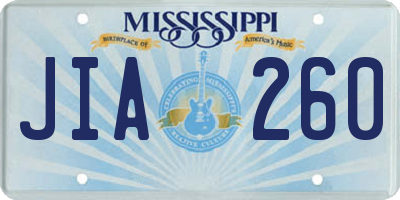 MS license plate JIA260