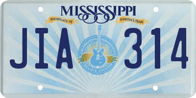 MS license plate JIA314