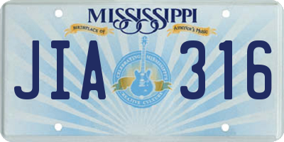 MS license plate JIA316