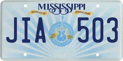 MS license plate JIA503