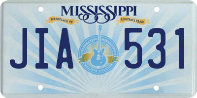 MS license plate JIA531