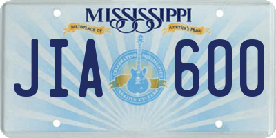 MS license plate JIA600
