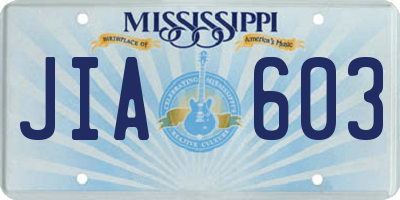 MS license plate JIA603