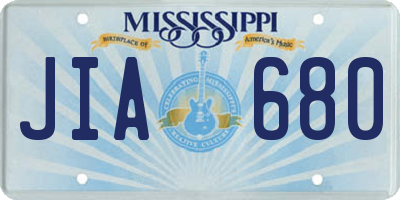 MS license plate JIA680