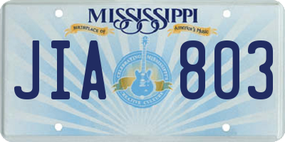 MS license plate JIA803