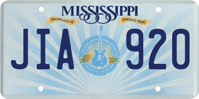 MS license plate JIA920