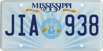 MS license plate JIA938