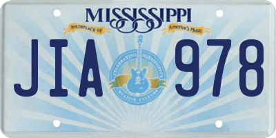 MS license plate JIA978