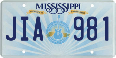 MS license plate JIA981