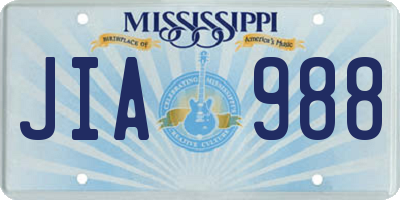 MS license plate JIA988