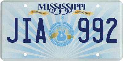 MS license plate JIA992