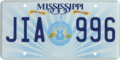 MS license plate JIA996