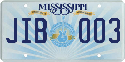 MS license plate JIB003