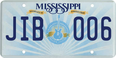 MS license plate JIB006