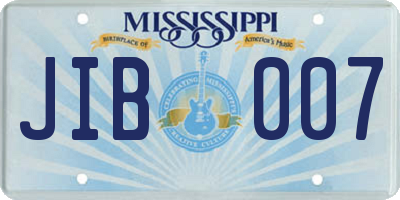 MS license plate JIB007