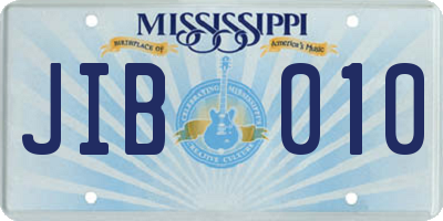 MS license plate JIB010
