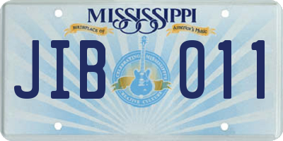 MS license plate JIB011