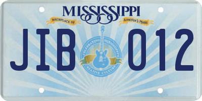 MS license plate JIB012
