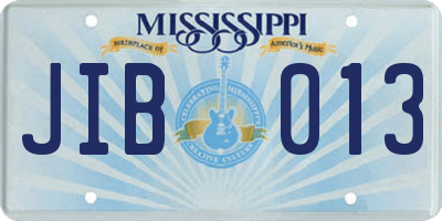 MS license plate JIB013