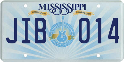 MS license plate JIB014