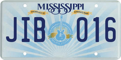 MS license plate JIB016