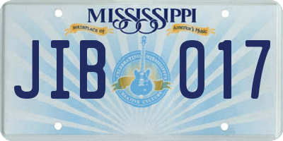 MS license plate JIB017