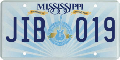 MS license plate JIB019