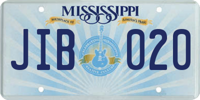 MS license plate JIB020