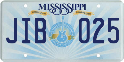 MS license plate JIB025