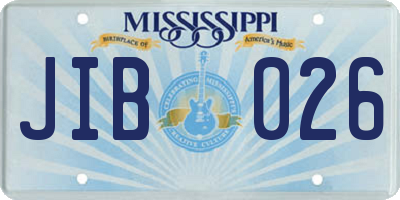 MS license plate JIB026