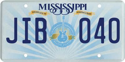 MS license plate JIB040
