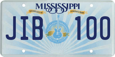 MS license plate JIB100