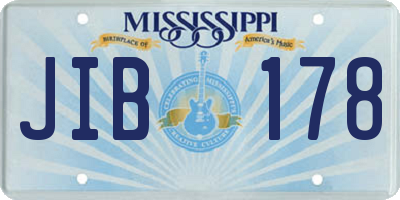 MS license plate JIB178