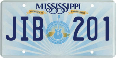 MS license plate JIB201