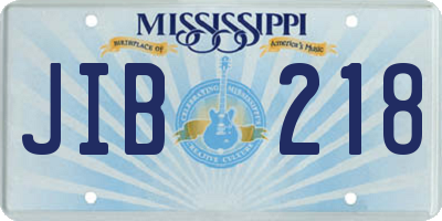 MS license plate JIB218