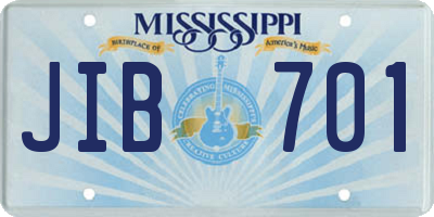 MS license plate JIB701