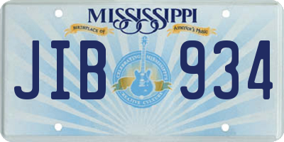 MS license plate JIB934