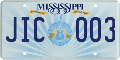 MS license plate JIC003