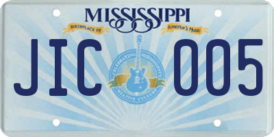 MS license plate JIC005