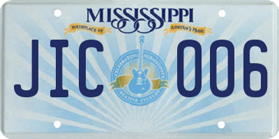MS license plate JIC006