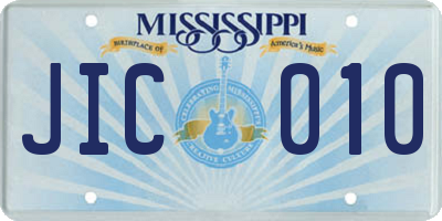 MS license plate JIC010