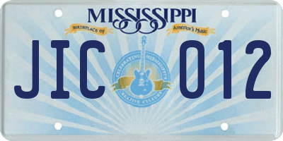 MS license plate JIC012