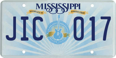 MS license plate JIC017