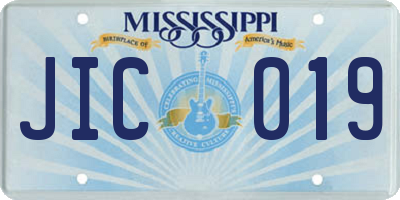 MS license plate JIC019