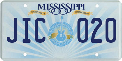 MS license plate JIC020
