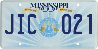 MS license plate JIC021